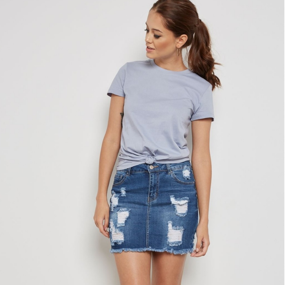 high waisted jean skirt